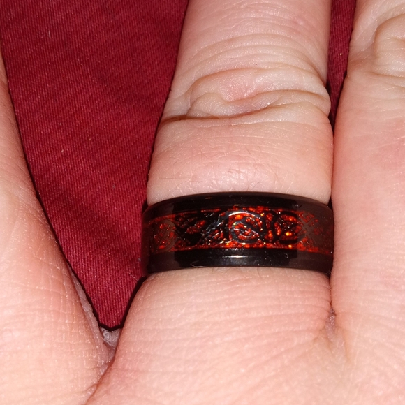 temu | Jewelry | Elegant Black And Red Rings | Poshmark